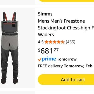 Simms Stocking Foot Fishing Chest Waders - Made in Bozeman, Montana